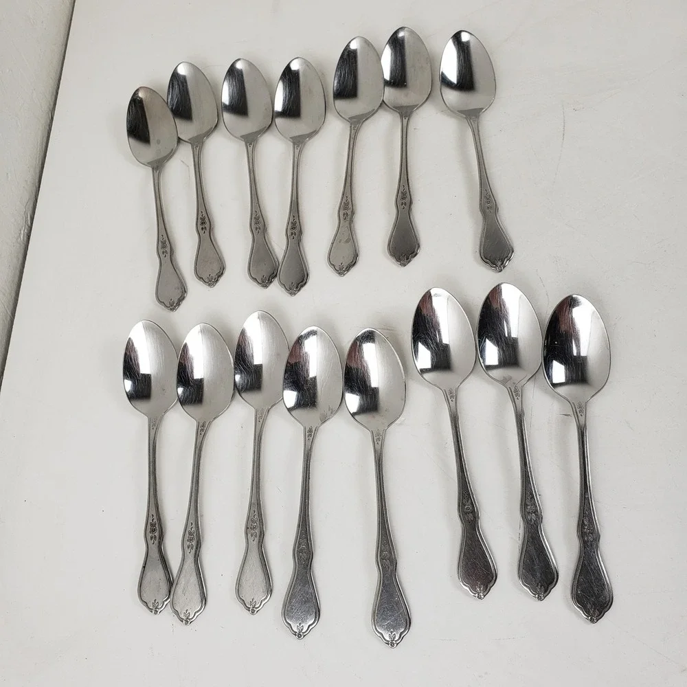 Oneida Profile Stainless Morning Blossom 47pc Floral Flatware Set With Serving